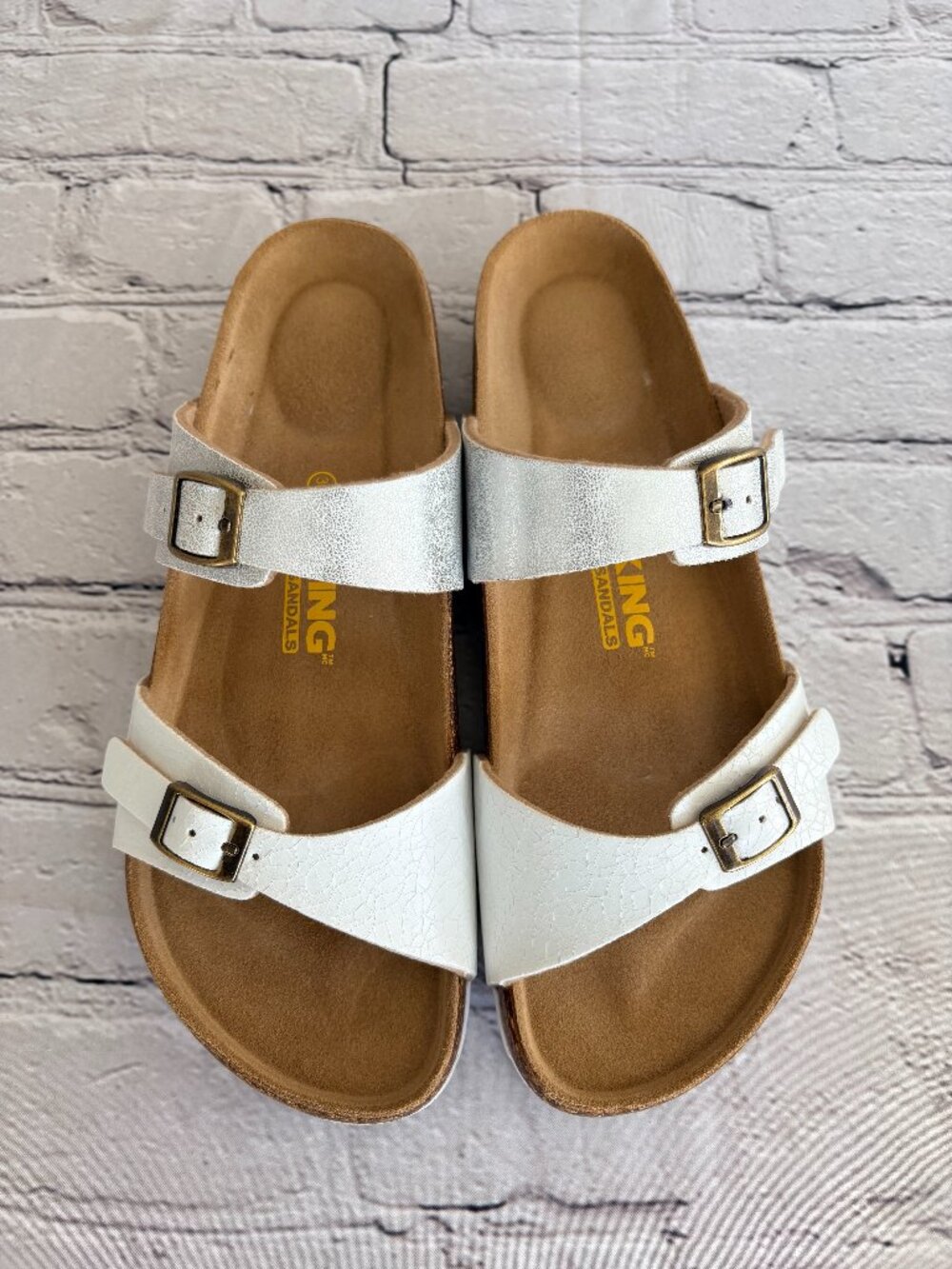 Viking Women's Verlo White Multi Leather Strap Slip-on Sandals Size 39